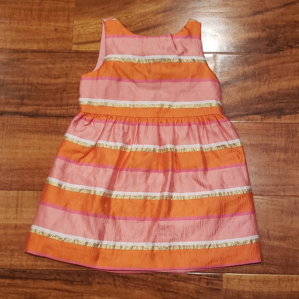 Janie and Jack EUC 12-18 months pink and orange metallic striped formal dress